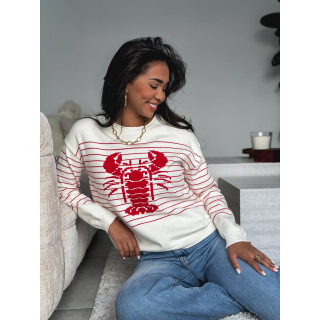 Pull ligné kataleya - Rouge