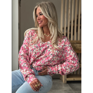 Pull à fleurs Patricia - Rose