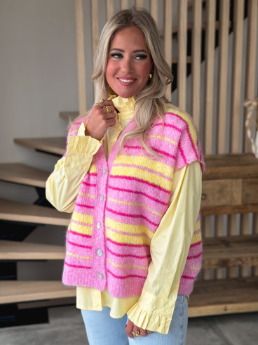 Gilet sans manches Janice - rose/jaune