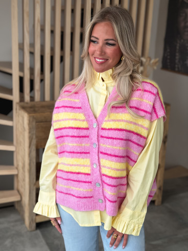 Gilet sans manches Janice - rose/jaune