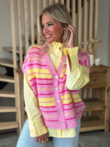 Gilet sans manches Janice - rose/jaune