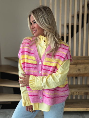 Gilet sans manches Janice - rose/jaune