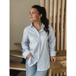 Chemise ligné Sevgi - Blanc/Bleu