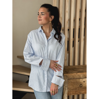 Chemise ligné Sevgi - Blanc/Bleu