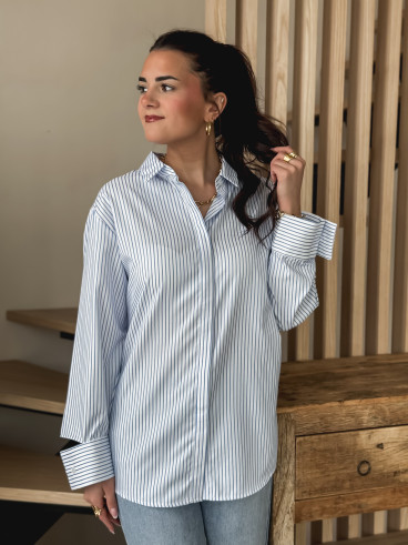 Chemise ligné Sevgi - Blanc/Bleu