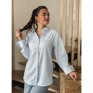 Chemise ligné Sevgi - Blanc/Bleu