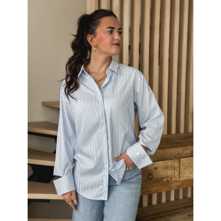 Chemise ligné Sevgi - Blanc/Bleu