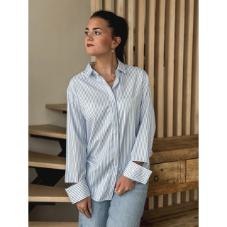 Chemise ligné Sevgi - Blanc/Bleu