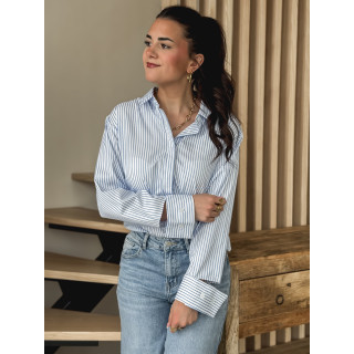 Chemise ligné Sevgi - Blanc/Bleu