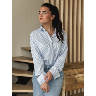 Chemise ligné Sevgi - Blanc/Bleu