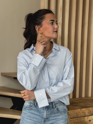 Chemise lignée Sevgi - Blanc/Bleu