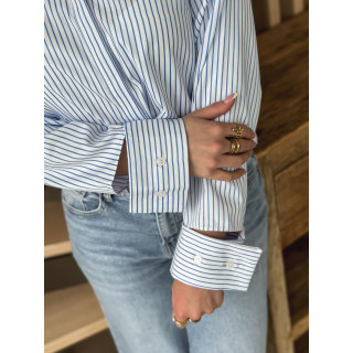 Chemise ligné Sevgi - Blanc/Bleu