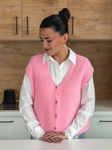 Gilet sans manches Arielle - Rose bonbon
