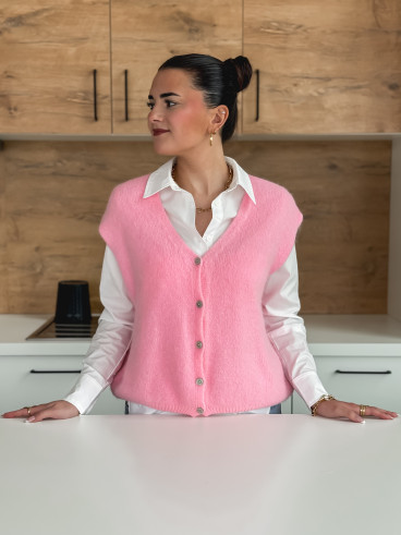 Gilet sans manches Arielle - Rose bonbon