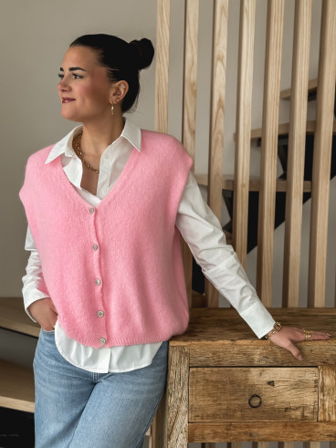 Gilet sans manches Arielle - Rose bonbon