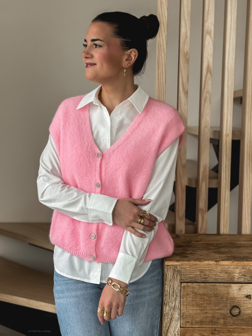 Gilet sans manches Arielle - Rose bonbon