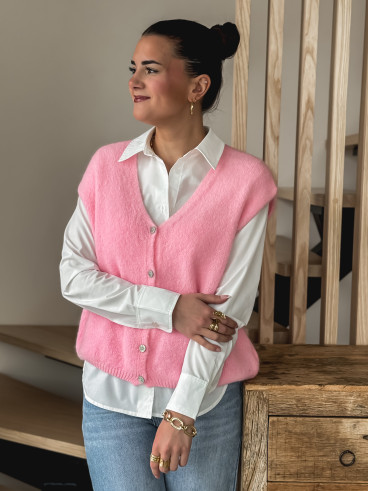 Gilet sans manches Arielle - Rose bonbon