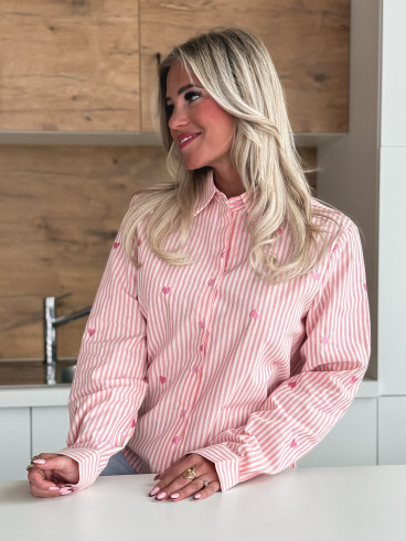 Chemise lignée Abuela - Rose