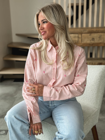 Chemise lignée Abuela - Rose