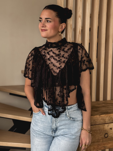 Blouse en dentelle Maude - Noir
