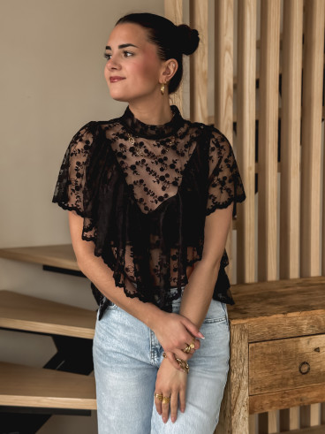 Blouse en dentelle Maude - Noir