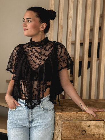 Blouse en dentelle Maude - Noir