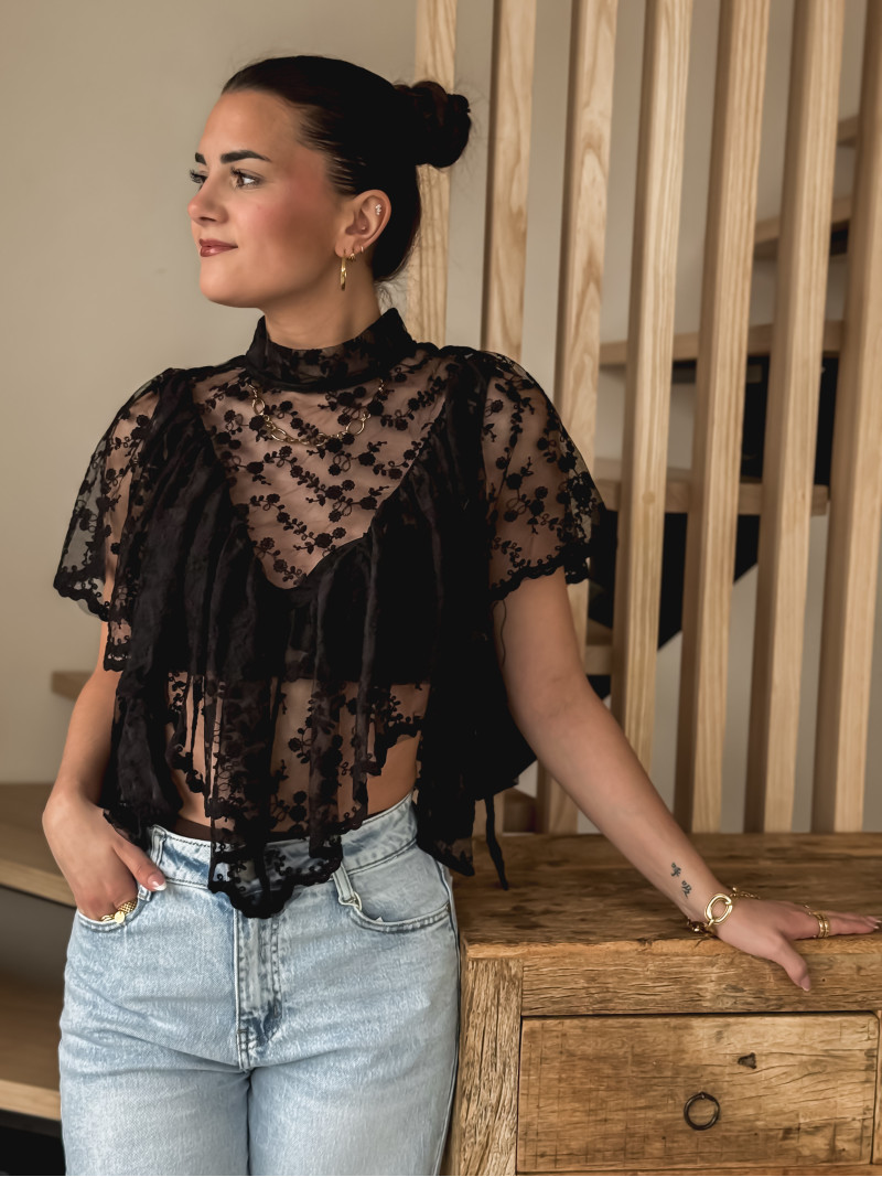 Blouse en dentelle Maude - Noir