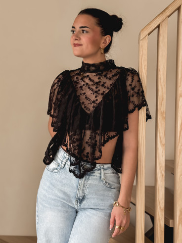 Blouse en dentelle Maude - Noir