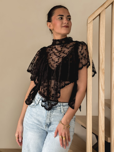 Blouse en dentelle Maude - Noir