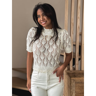 Pull en crochet Augusta - Ecru