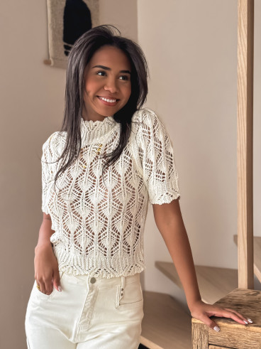 Pull en crochet Augusta - Ecru
