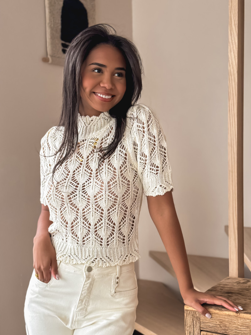 Pull en crochet Augusta - Ecru
