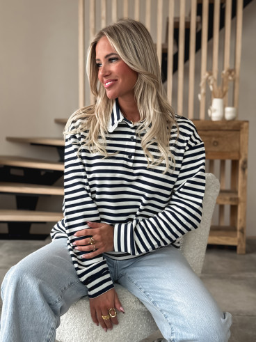 Pull ligné Ursula - Bleu marine