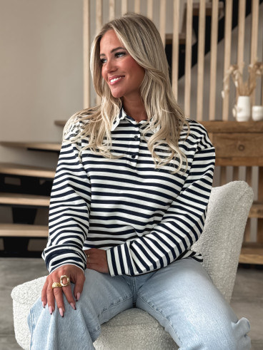 Pull ligné Ursula - Bleu marine Pull ligné Ursula - Bleu marine