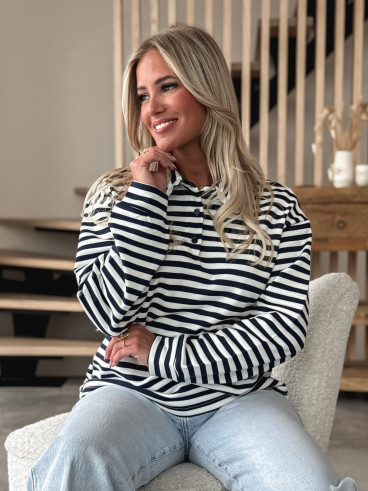 Pull ligné Ursula - Bleu marine Pull ligné Ursula - Bleu marine