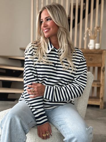 Pull ligné Ursula - Bleu marine Pull ligné Ursula - Bleu marine