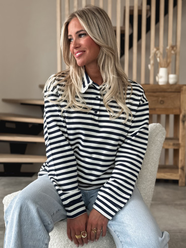 Pull ligné Ursula - Bleu marine Pull ligné Ursula - Bleu marine