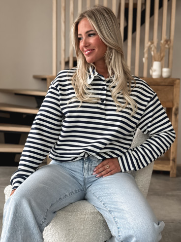 Pull ligné Ursula - Bleu marine Pull ligné Ursula - Bleu marine