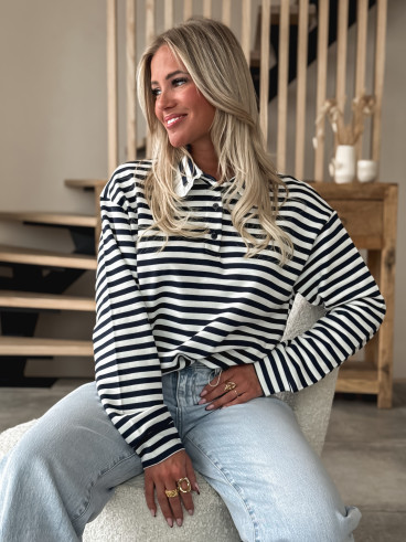 Pull ligné Ursula - Bleu marine Pull ligné Ursula - Bleu marine