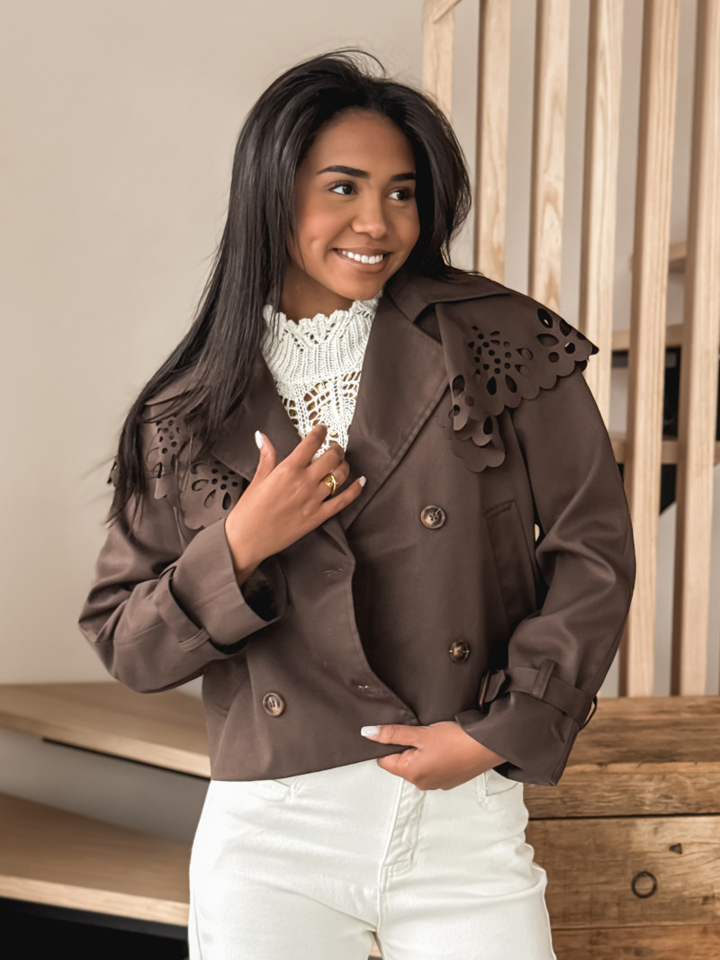 Trench court Aude - Chocolat