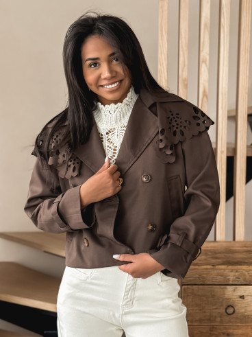 Trench court Aude - Chocolat