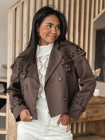 Trench court Aude - Chocolat