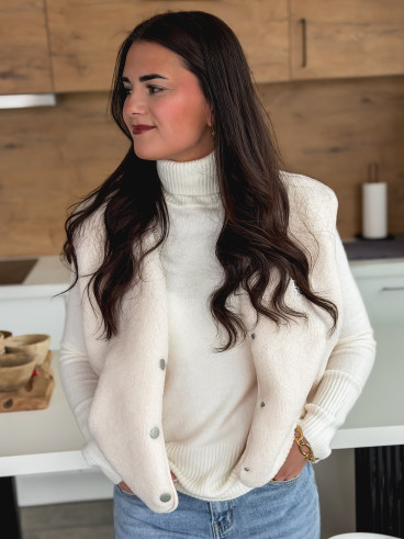 Gilet teddy sans manches Rania - Ecru