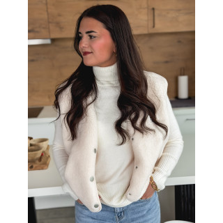 Gilet teddy sans manches Rania - Ecru