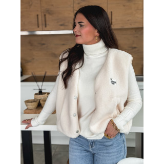 Gilet teddy sans manches Rania - Ecru