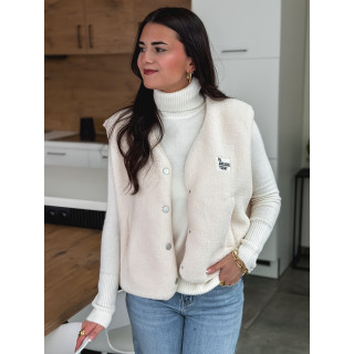 Gilet teddy sans manches Rania - Ecru