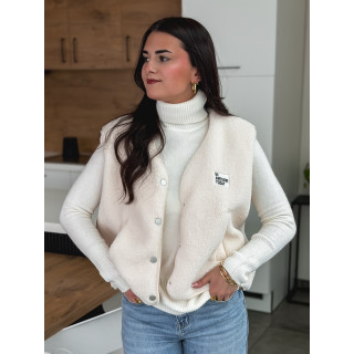 Gilet teddy sans manches Rania - Ecru