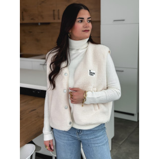 Gilet teddy sans manches Rania - Ecru