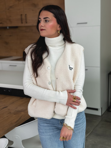 Gilet teddy sans manches Rania - Ecru