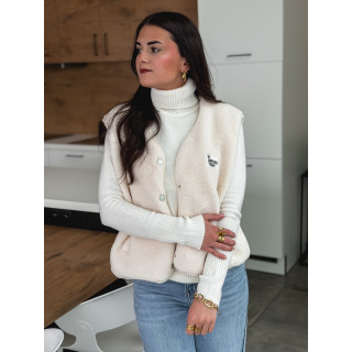 Gilet teddy sans manches Rania - Ecru